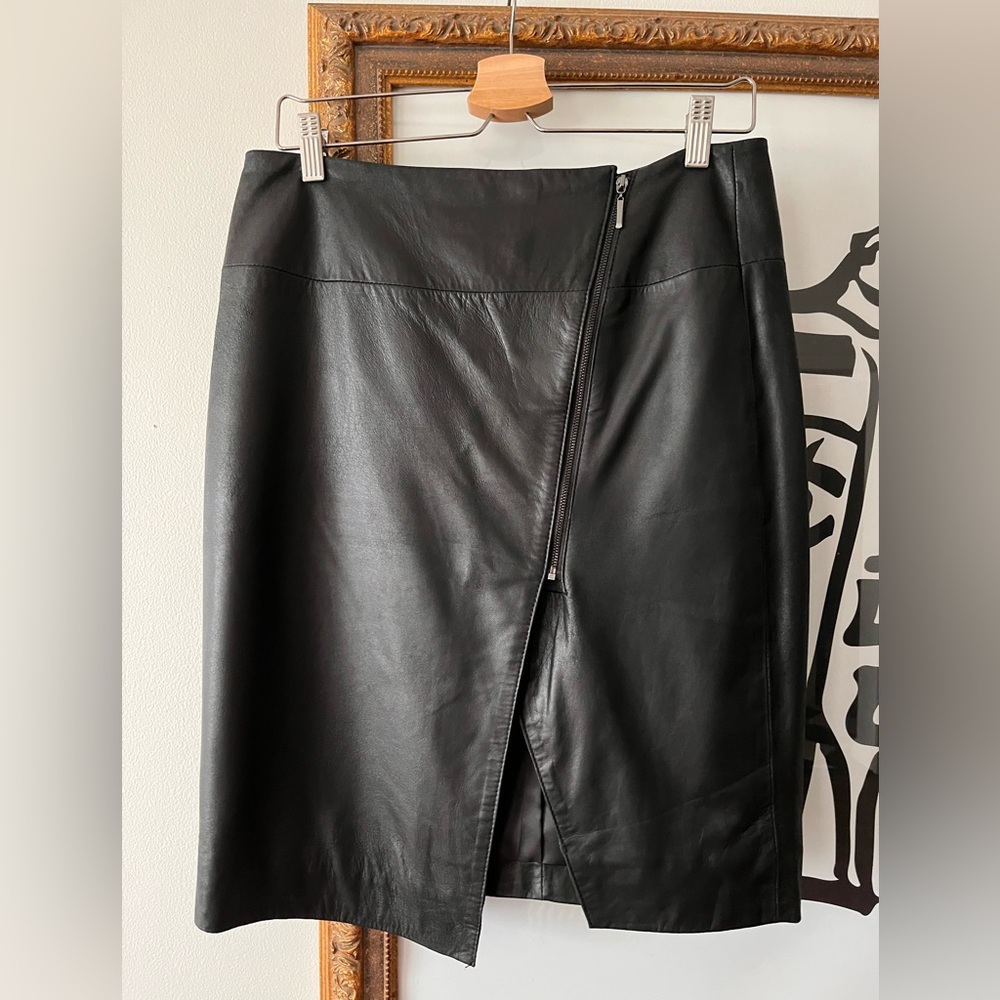 Lord & Taylor Wrap Leather Pencil Skirt